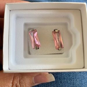 Sterling Silver earrings with pink stone